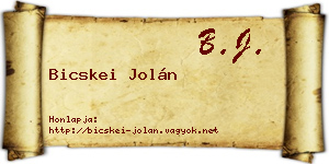 Bicskei Jolán névjegykártya