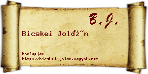 Bicskei Jolán névjegykártya
